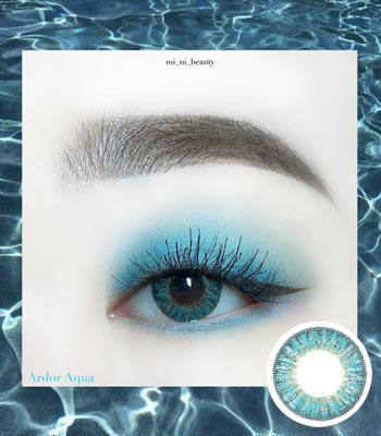 【UVカット・最高品質】グロッシー アーダー( Glossy Ardor )アクアブルー Aqua Blue 「3ヶ月レンズ」ブランドの新作カラコン｜含水率：43% 着色直径：13.2｜ハーフナチュラル・高発色