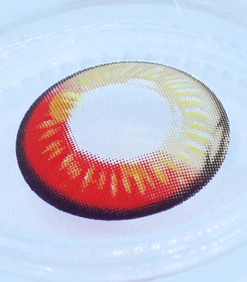 水玉レッドブラウンカラコン【 度なし・コスプレ用 2枚 】含水率：40%「最高品質」 赤色カラコン、高発色ハーフ cosplay water drop contact lens
