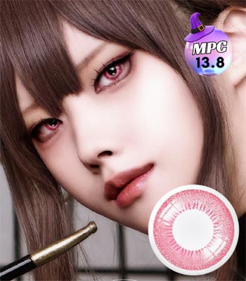【度あり・コスプレ用 2枚】ディトブリッツ・ピンクカラコンMPC 最高品質 (含水率：40% 着色径：13.8) 「マンスリー」 0.00～-8.00 ハロウィン桃色