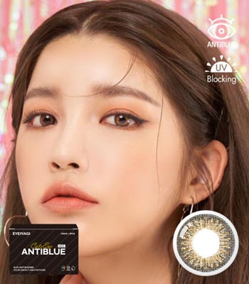 【マンスリー】キャッツアイブラウンのブルーライトカットカラコン｜着色直径13.3mm・含水率42％｜～-8.00｜PREMIUM アンチブルー（Anti Blue)